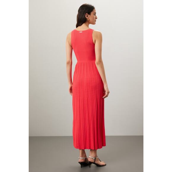 MICHAEL KORS Red Ribbed Sleeveless Tank Long Maxi Style Dress Size Medium - Picture 2 of 14